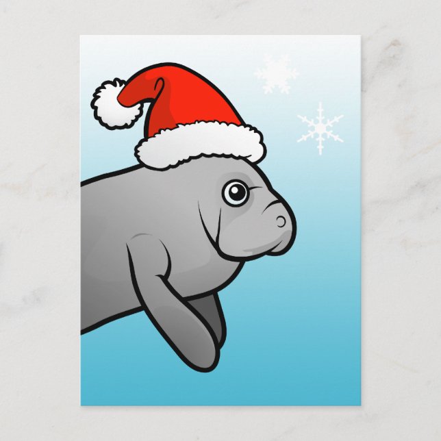 Cartão Postal De Festividades Papais noeis de Manateio de Natal (Frente)