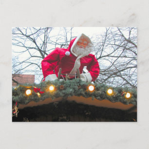 Cartão Postal De Festividades Papais noeis de Natal alemães no telhado