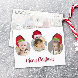 Cartão Postal De Festividades Papais noeis De Natal Bonitos Elf Engraçados Quadr