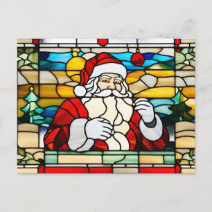 Cartão Postal De Festividades Papais noeis de Natal com Abstrato de vidro