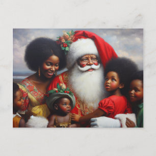 Cartão Postal De Festividades Papais noeis de Natal com Crianças 7