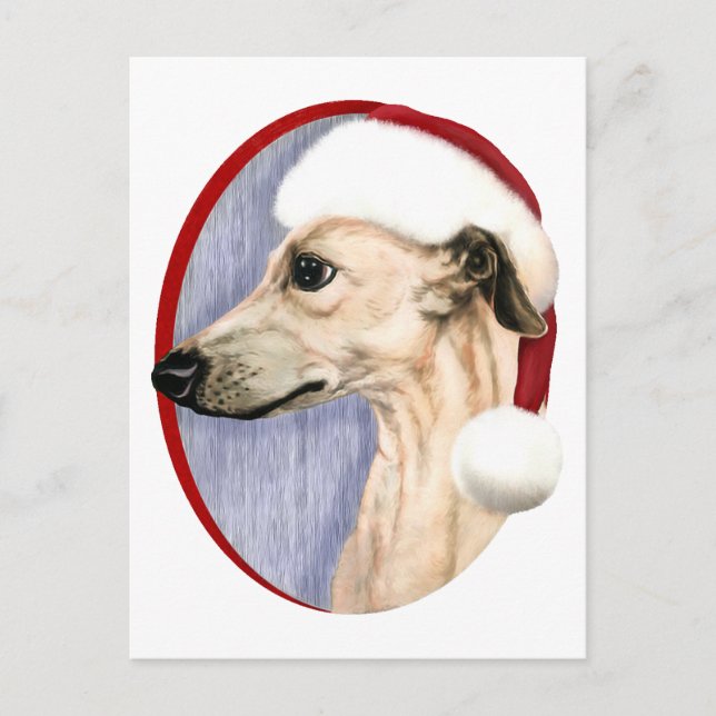 Cartão Postal De Festividades Papais noeis De Natal De Whippet (Frente)