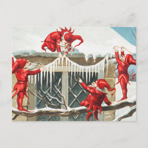 Cartão Postal De Festividades Papais noeis de Natal enfeitam sua casa