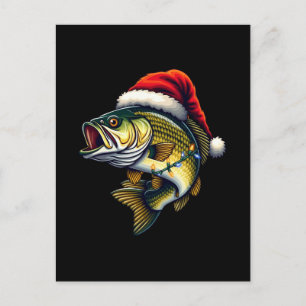 Cartão Postal De Festividades Papais noeis de pescado felizes pescando pasto pes