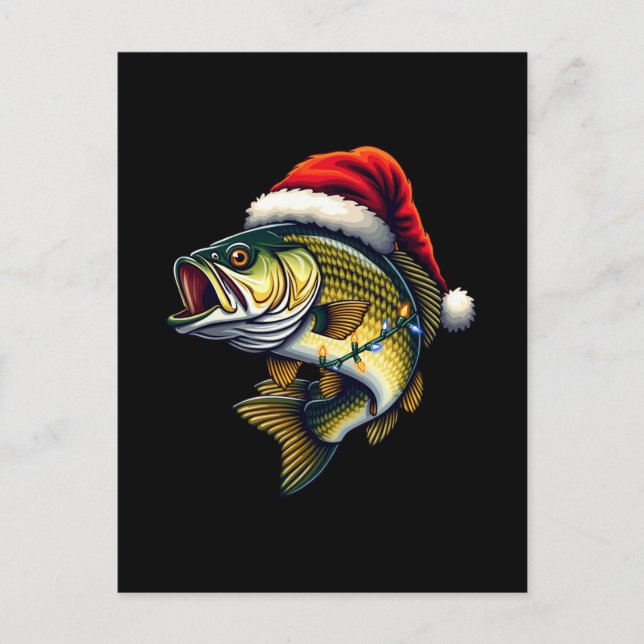 Cartão Postal De Festividades Papais noeis de pescado felizes pescando pasto pes (Frente)