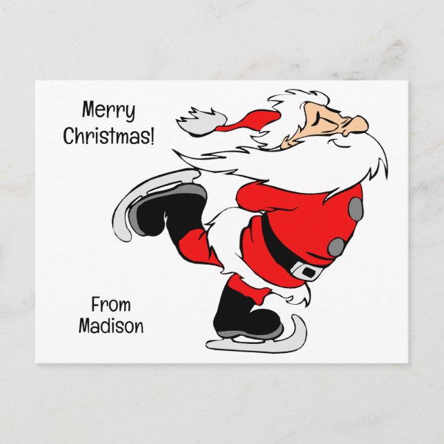 Cartão Postal De Festividades Papais noeis de Pista de Texto Personalizados (Frente)