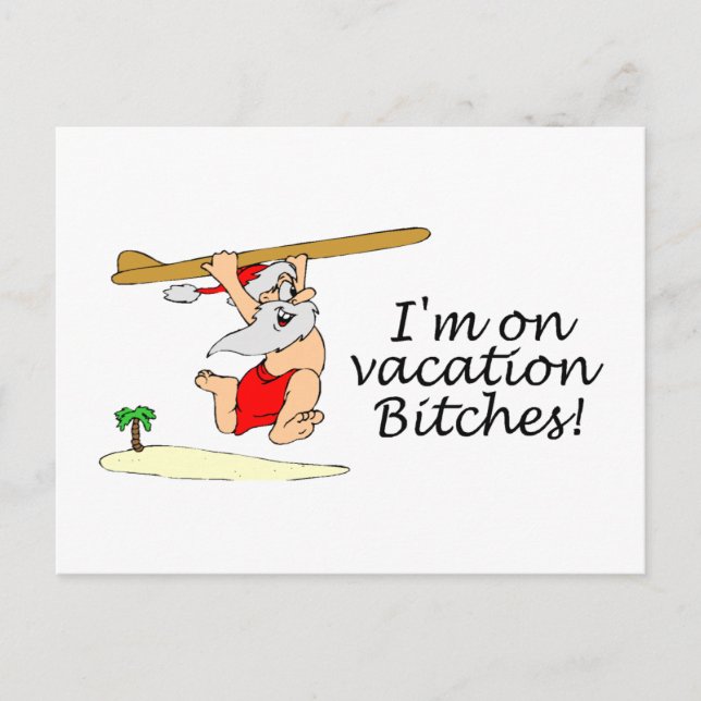 Cartão Postal De Festividades Papais noeis de surfe (Frente)