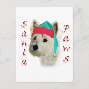 Cartão Postal De Festividades Papais noeis de Terrier Branco da West Highland