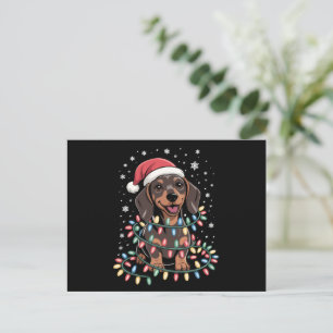 Cartão Postal De Festividades Papais noeis do Cachshund Xmas Wiener