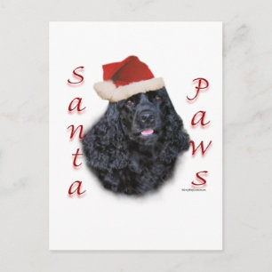 Cartão Postal De Festividades Papais noeis do Cocker Spaniel (preto)