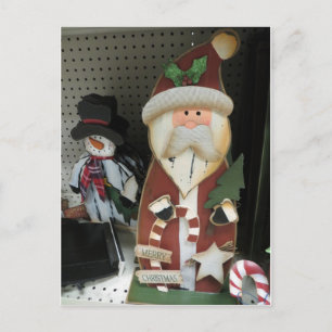 Cartão Postal De Festividades Papais noeis e boneco de neve