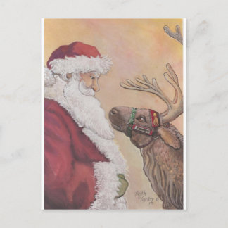 Cartão Postal De Festividades Papais noeis e Cometa