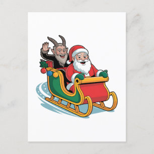 Cartão Postal De Festividades Papais noeis e Natal escuro Mau de Krampus Natal N