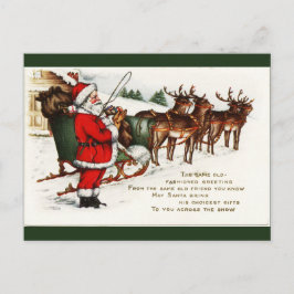 Cartão Postal De Festividades Papais noeis e placa-mãe com Reindeer
