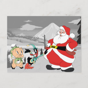 Cartão Postal De Festividades Papais noeis Elfos Porky Pig & DAFFY DUCK™