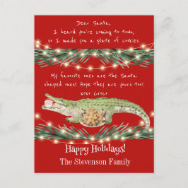 Cartão Postal De Festividades Papais noeis Engraçados Cookies Vermelho Festivo G