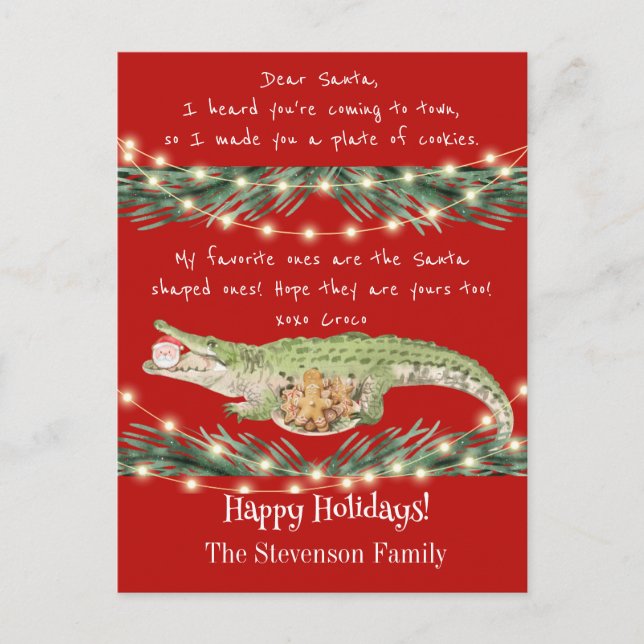 Cartão Postal De Festividades Papais noeis Engraçados Cookies Vermelho Festivo G (Frente)