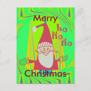 Cartão Postal De Festividades Papais noeis engraçados Hohoho Edgy Geometry Neon 