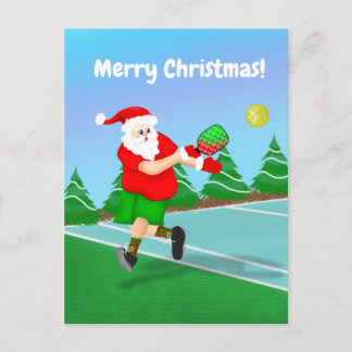 Cartão Postal De Festividades Papais noeis Engraçados Jogando Pickleball Feliz N