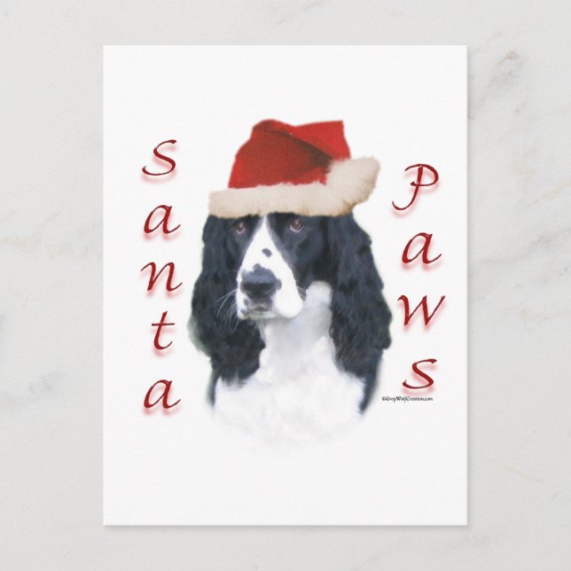 Cartão Postal De Festividades Papais noeis Espanhol Inglês Springer Paws (Frente)
