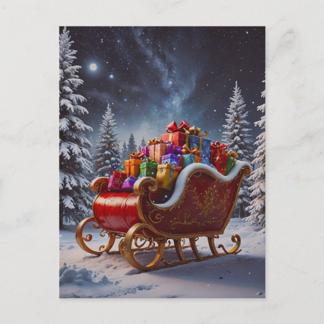 Cartão Postal De Festividades Papais noeis estão vindo da cidade (Frente)