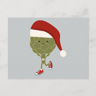 Cartão Postal De Festividades Papais noeis Executando Artichoke