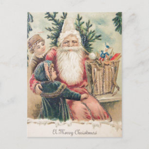 Cartão Postal De Festividades Papais noeis Feliz Natal