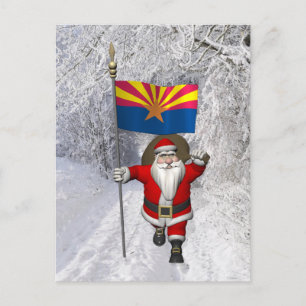 Cartão Postal De Festividades Papais noeis Festivos Com Sinal De Arizona