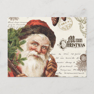 Cartão Postal De Festividades papais noeis florestais de vintage