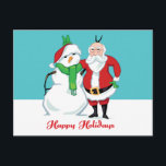 Cartão Postal De Festividades Papais noeis Foto de Snowman<br><div class="desc">Todo mundo sorria! É o Papai Noel e seu boneco de neve de Natal favorito posando para uma foto de feriado. Peguem esse par de xmas gelado puxando seus ouvidos coelhinhos viciando em t-shirts,  presentes e muito mais.</div>