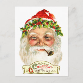 Cartão Postal De Festividades Papais noeis Fumando Um Tubo