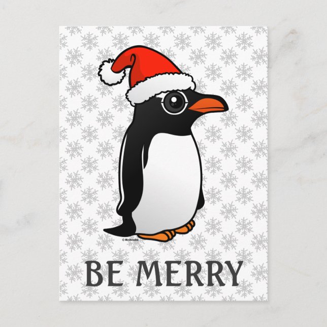 Cartão Postal De Festividades Papais noeis Gentoo Penguin (Frente)