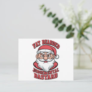 Cartão Postal De Festividades Papais noeis Hilariantes De Bastard Judgmental De 