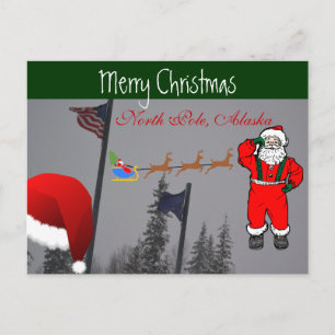 Cartão Postal De Festividades Papais noeis House Reindeer Sleigh Blizzard Tempes
