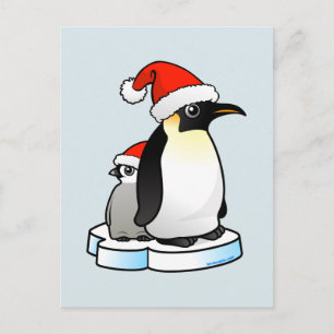 Cartão Postal De Festividades Papais noeis Imperador Pinguim