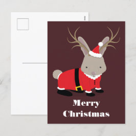 Cartão Postal De Festividades Papais noeis Jackalope Natal