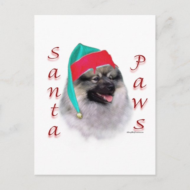 Cartão Postal De Festividades Papais noeis Keeshond Paws (Frente)