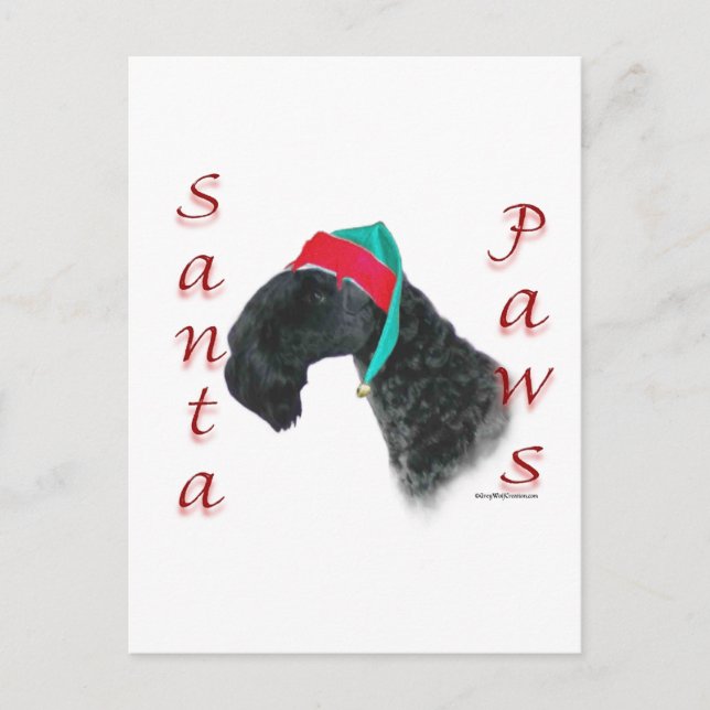 Cartão Postal De Festividades Papais noeis Kerry Blue Terrier Paws (Frente)