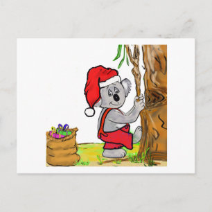 Cartão Postal De Festividades Papais noeis Koala