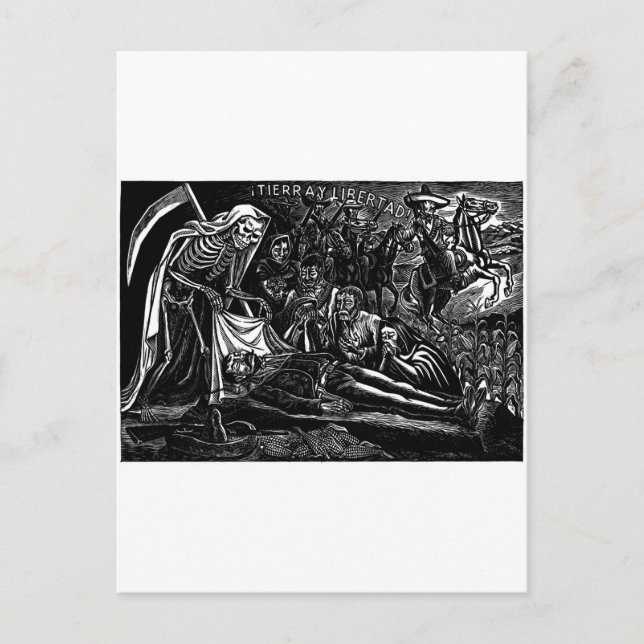 Cartão Postal De Festividades Papais noeis Muerte e Soldier c. 1951 México (Frente)