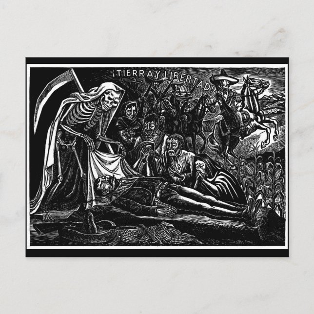 Cartão Postal De Festividades Papais noeis Muerte e Soldier c. 1951 México (Frente)