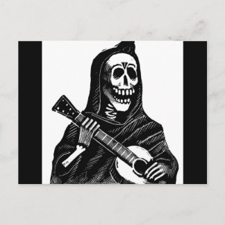 Cartão Postal De Festividades Papais noeis Muerte (Mexicano Grim Reaper) Tocando