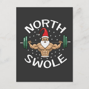 Cartão Postal De Festividades Papais noeis Musculares Engraçados do North Swole 