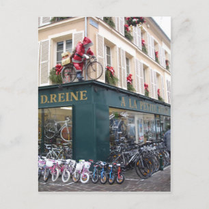 Cartão Postal De Festividades Papais noeis no Cartão de Natal de Bike