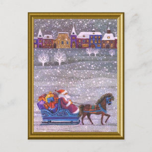 Cartão Postal De Festividades Papais noeis no seu caminho