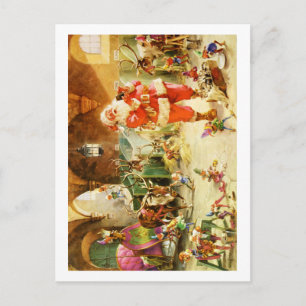 Cartão Postal De Festividades Papais noeis Nos Prados Do Polo Norte