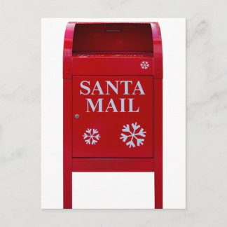 Cartão Postal De Festividades Papais noeis Red Mail Box com flocos de neve