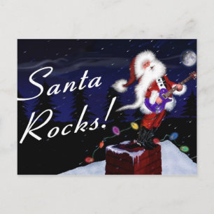 Cartão Postal De Festividades Papais noeis Reproduz Violão