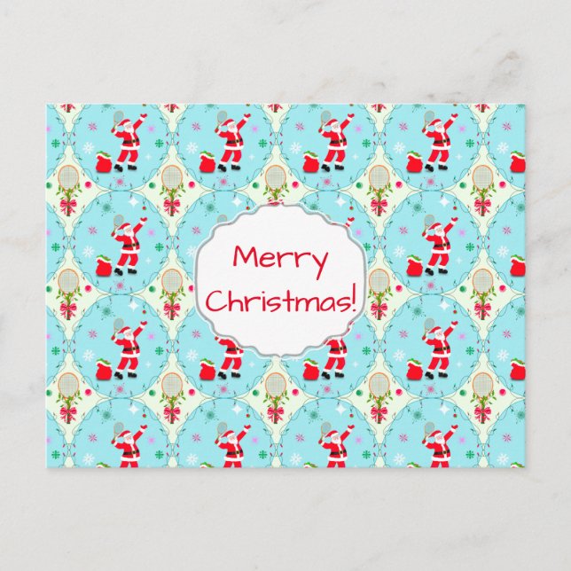 Cartão Postal De Festividades Papais noeis Retro Reproduzindo Feriado de Padrão  (Frente)