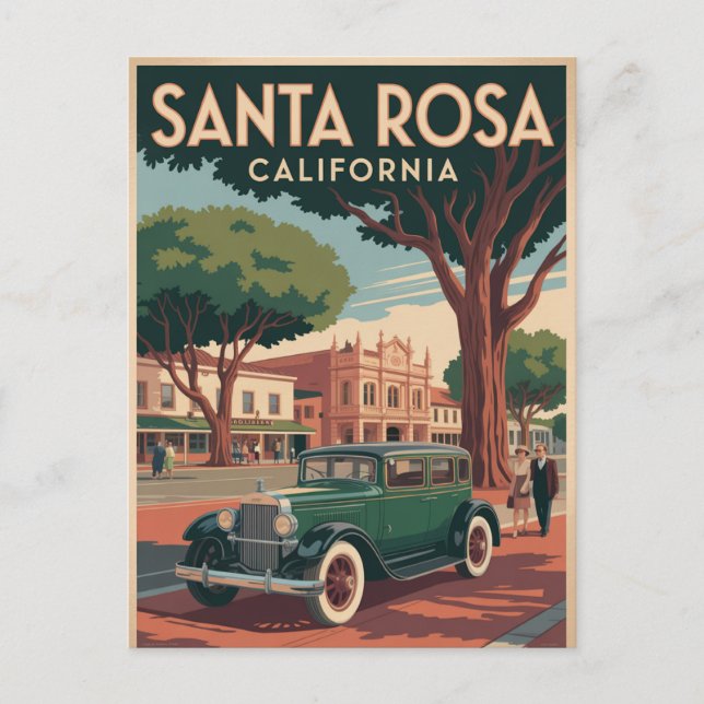 Cartão Postal De Festividades Papais noeis Rosa California (Frente)